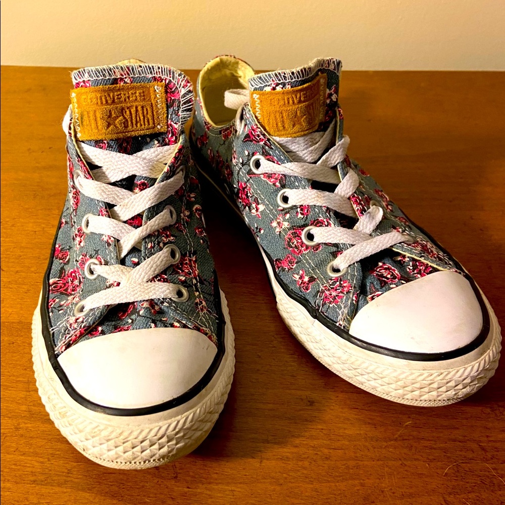 Girls Floral Converse Low Top All Stars